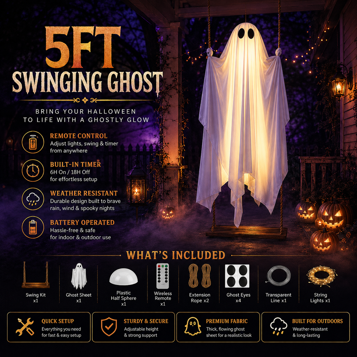 Exclusive Halloween Swinging Ghost